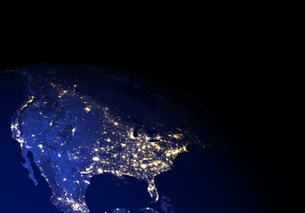 Wall Mural - the earth from space at night. north america. elements of this image furnished by nasa.