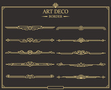 Set Of Art Deco Gold Calligraphic Page Dividers.