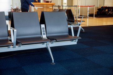 Wall Mural - Empty seat in the airport in the departure hall at airport