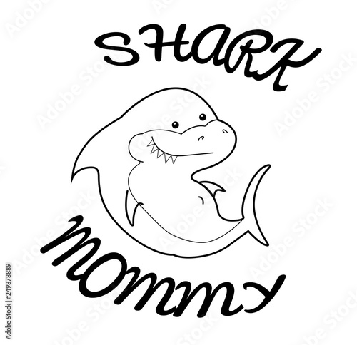 happy family sharks mommy shark cute cartoon outline of