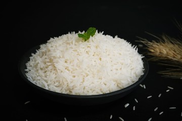 Wall Mural - Bowl of cooked basmati rice. selective focus