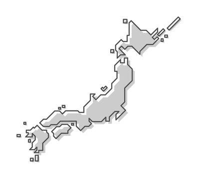 Fototapete - Japan map . Modern simple line style . Vector .