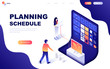 © alexdndz - Modern flat design isometric concept of Planning Schedule decorated people character for website and mobile website development. Isometric landing page template. Vector illustration.