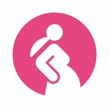 Pregnant Woman Round Pink Icon Vector Illustration Isolated On White Background