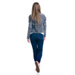 © Kabardins photo - Woman in jeans goes walking on white background. Isolation, back view