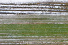 Top View Of Snow-covered Fields