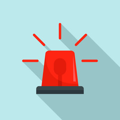 Poster - Red police flasher icon. Flat illustration of red police flasher vector icon for web design