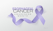 Esophageal Cancer Awareness Calligraphy Poster Design. Realistic Periwinkle Ribbon. April Is Cancer Awareness Month. Vector