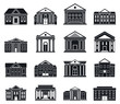 Courthouse building icons set. Simple set of courthouse building vector icons for web design on white background