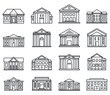 City courthouse icons set. Outline set of city courthouse vector icons for web design isolated on white background