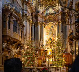 Interior of St. Peter's church in Vienna, Austria