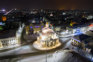 Wall Mural - Vladimir, Russia - January 1, 2010: The Golden Gate of Vladimir constructed between 1158 and 1164, Winter calm night landscape in the New Year holidays. Russia in the Golden Ring of Russia at night.