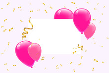 Blank Banner With Pink Balloons