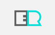 blue grey alphabet letter er e r combination for logo icon design