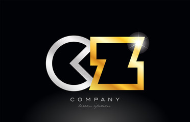 gold silver alphabet letter cz c z combination for logo icon design