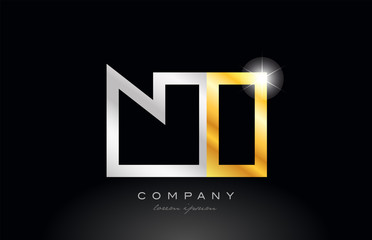 gold silver alphabet letter ni n i combination for logo icon design