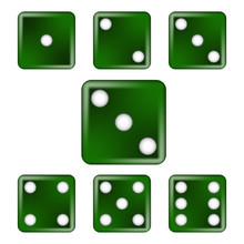 Green Six-Sided Dice Vector Illustration Icon Symbol Graphic