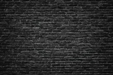 Black Brick Wall Texture. Dark Stone Surface, Background For Design