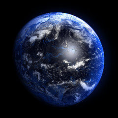 Wall Mural - the earth from space showing the pacific ocean. elements furnished by nasa.