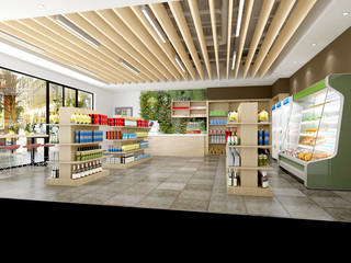 Wall Mural - 3d render supermarket