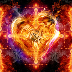 Canvas Print - abstract artistic colorful religious fiery energetic love cross artwork as a unique background