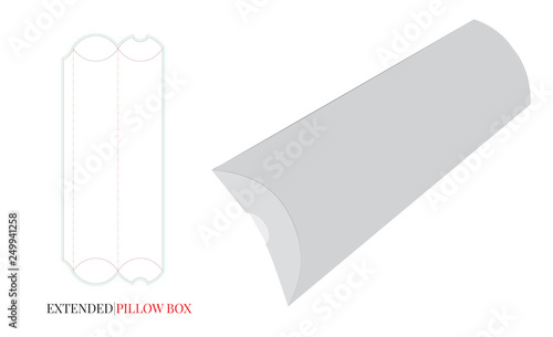 Pillow Box Template Vector With Die Cut Laser Cut Layers