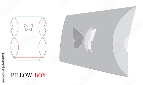 Pillow Box Vector With Die Cut Laser Cut Layers Butterfly