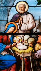 Papier Peint - Nativity Scene at Christmas - Stained Glass