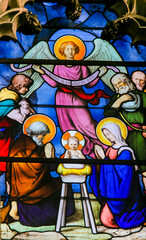 Papier Peint - Nativity Scene at Christmas - Stained Glass in Quartier Latin, Paris, France