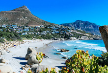 Scenic Landscape Of Llandudno Beach With White Sand And Turquoise Water In Cape Town, South Africa