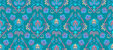 Green Vintage Islamic Floral Ornament Style Vector Seamless Pattern Tile
