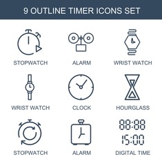 Wall Mural - 9 timer icons