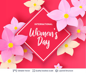 Wall Mural - 8 of March Women's Day card or banner template.