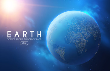 Wall Mural - eath planet in space with lights. realistic universe. cosmos background.