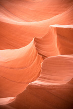 Close Up Of Antelope Canyon Pattern On Navajo Land East Of Page, Arizona. It Is A Slot Canyon In The American Southwest. Lower Antelope Has Narrow Slots And Carved Shoots.