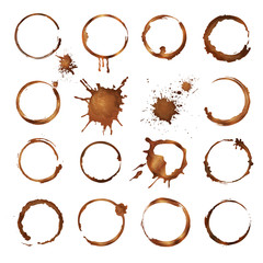 Wall Mural - coffee circles. dirty rings splashes and drops from tea or coffee cup vector template. mug coffee st