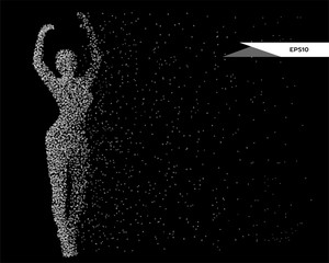 Wall Mural - Abstract vector illustration of woman silhouette in the form of dots.