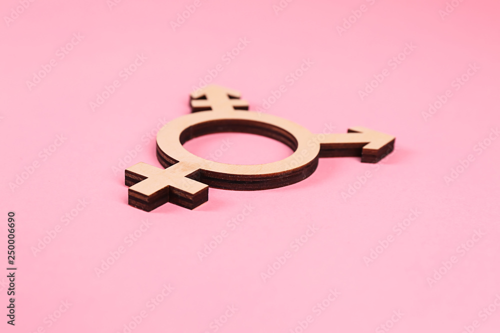 Symbol of transgender on color background