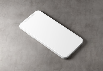 Wall Mural - white modern smartphone mockup isolated on concrete 3d rendering