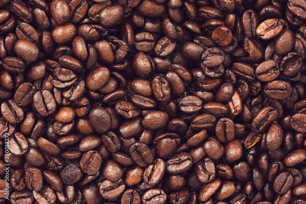 Obraz na płótnie Roasted coffee beans background w salonie