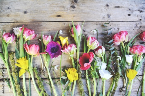 Frühlingsblumen - Blumenstrauß bunt mit Tulpen - Muttertag , Ostern...