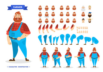 Wall Mural - Male farmer character set for the animation