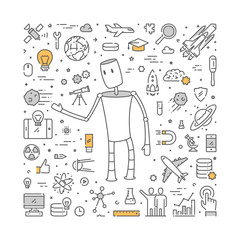 Wall Mural - vector line web design concept for science