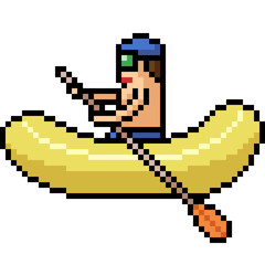 Wall Mural - vector pixel art banana boat