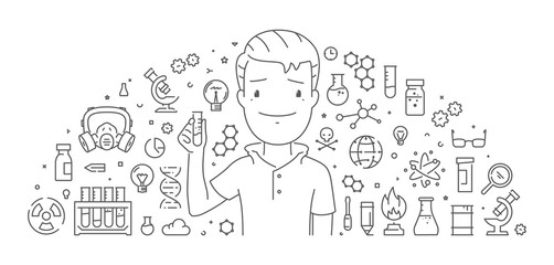Wall Mural - vector line web concept for chemistry
