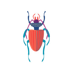 Sticker - Cute Colorful Carabus Beetle Insect, Top View Vector Illustration