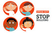 Stop bullying stickers.Vector illustration. Social problems of humanity
