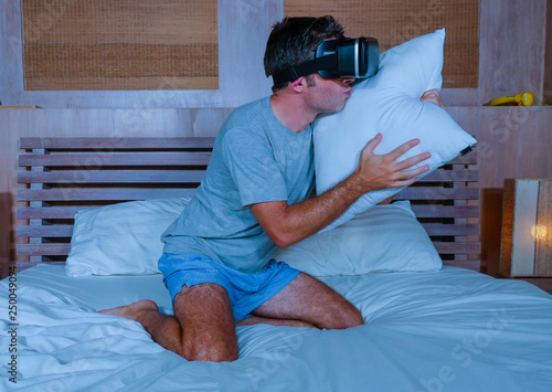 Young Excited And Aroused Man At Home Wearing 3d Virtual Realty