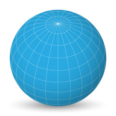 Wall Mural - blank planet earth blue globe with grid of meridians and parallels, or latitude and longitude. 3d ve