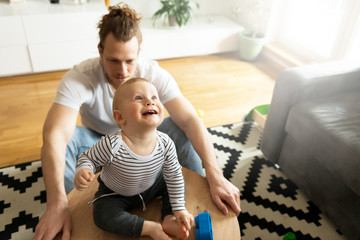 Wall Mural - Father and son playing